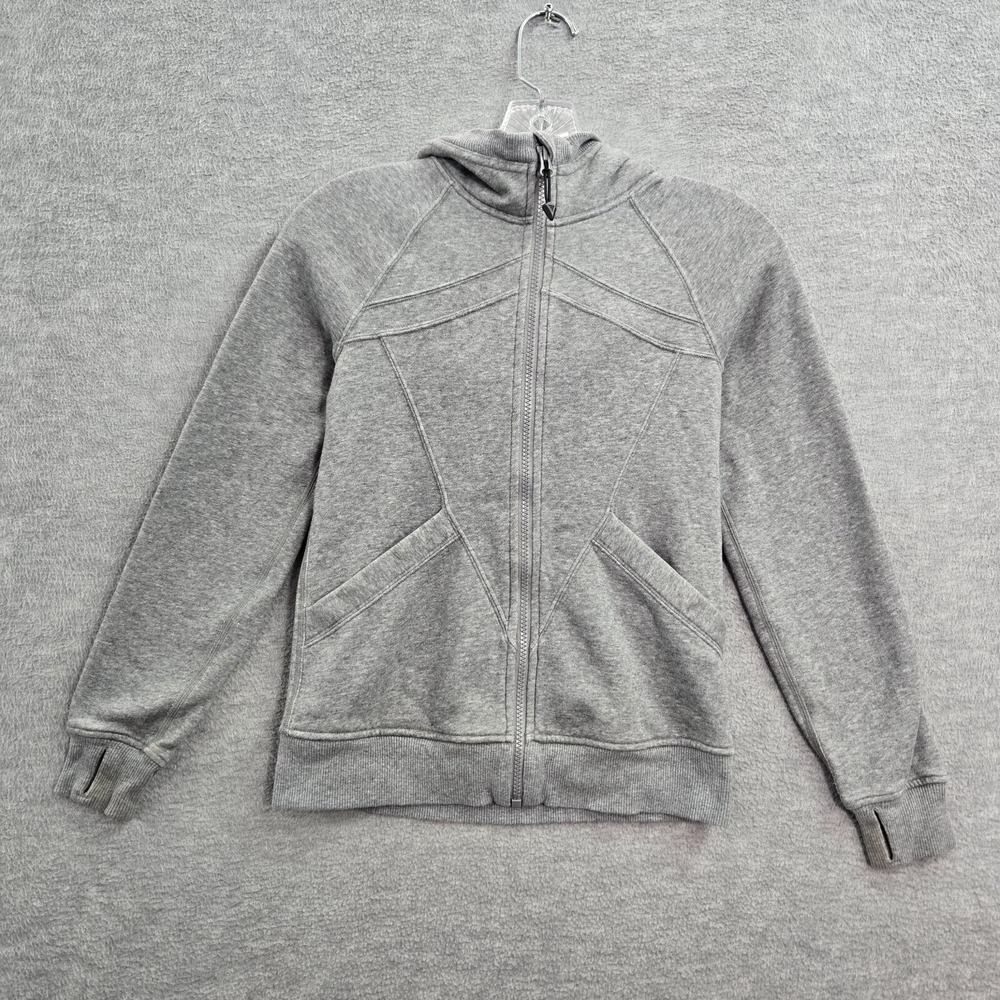 Ivivva Women Sweatshirt 10 Gray Hoodie Full Zip Logo Thumb Hole READ
